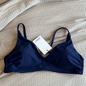 Quince Navy Italian V-Neck Bikini Top